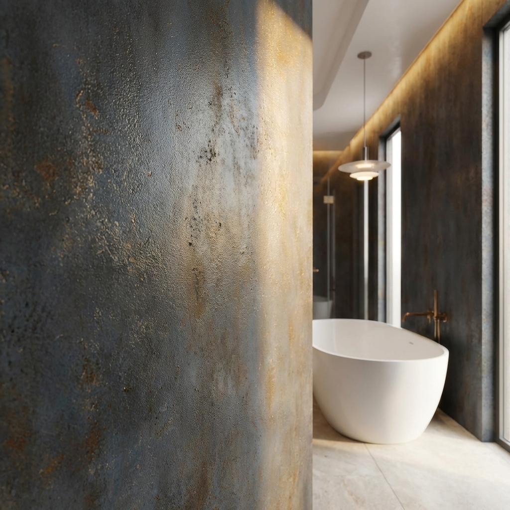 Dark grey stone texture PVC wall panels for wet areas