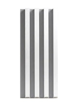 White brushed WPC fluted 3D wall panel with raised vertical slats and gray recessed grooves