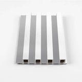 White Brushed Modern WPC fluted wall panel sample with vertical grooves