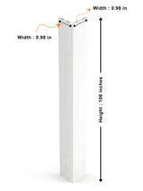 White brushed corner trim diagram showing 106-inch height and two 0.98-inch sides