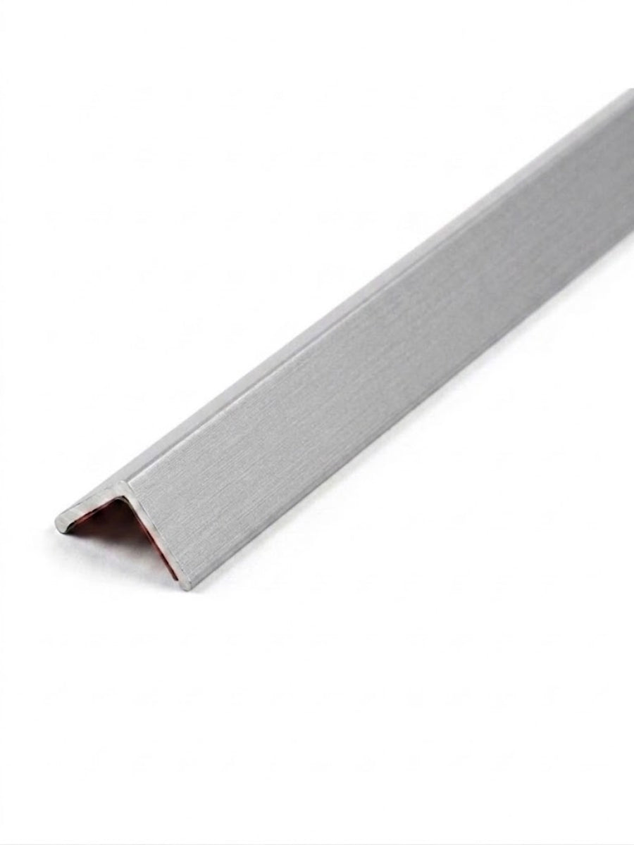 Light gray brushed corner trim for acoustic and fluted wall panels