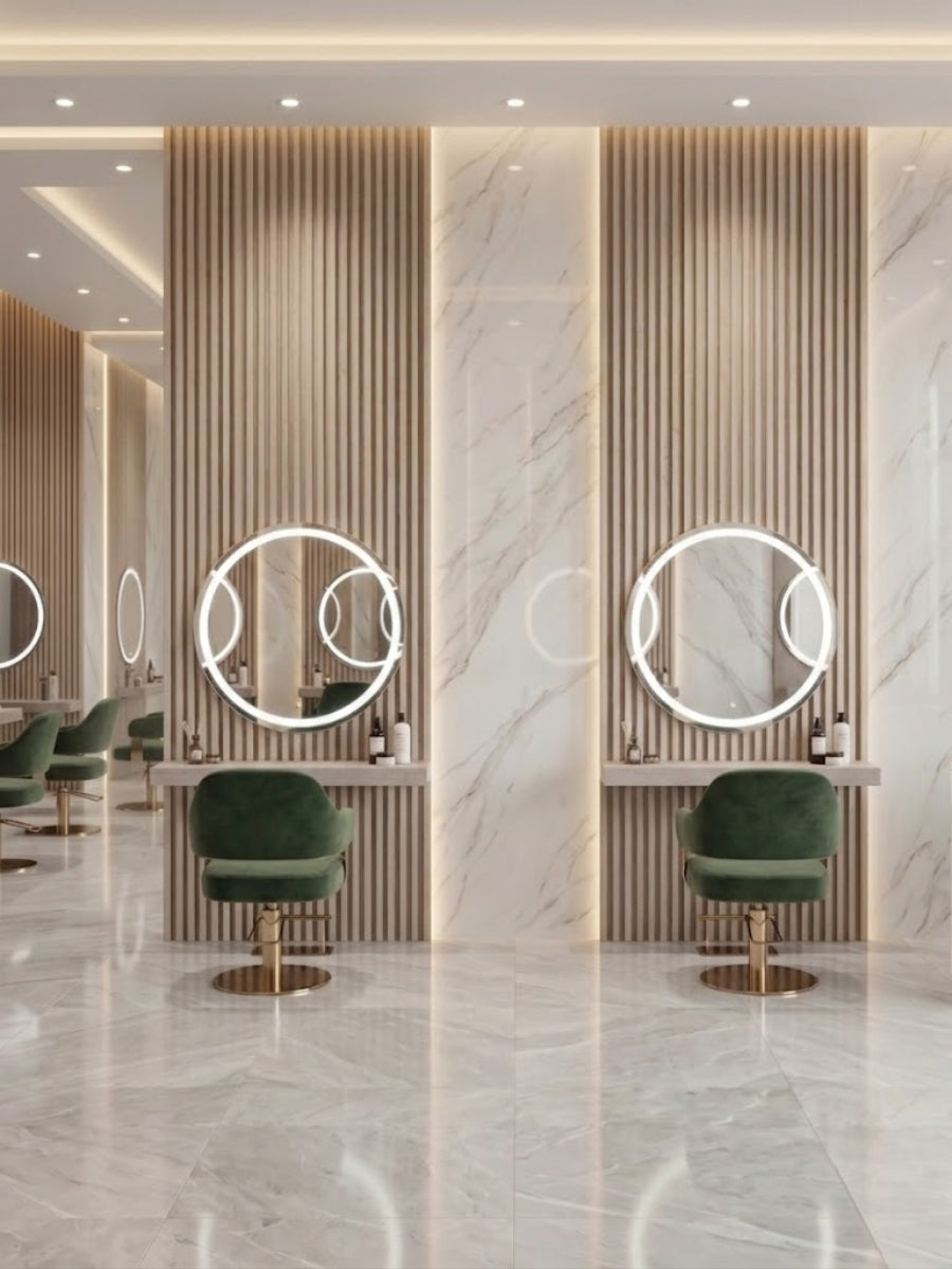 White Oak WPC Fluted Wall Panels for Luxury Beauty Salon Interior