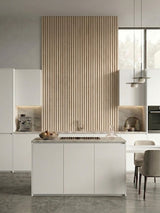 White Oak WPC Fluted Wall Panels for Contemporary Kitchen Interiors
