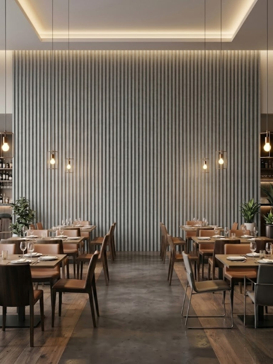 White linen WPC Fluted 3D Wall Panels |  42.9 sq. ft./Box