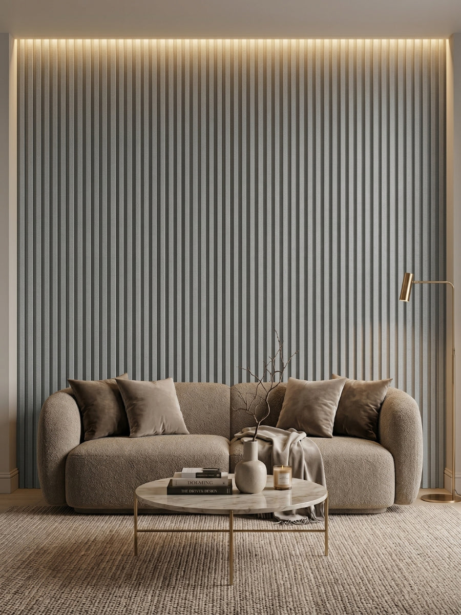 White linen WPC Fluted 3D Wall Panels |  42.9 sq. ft./Box