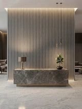 White linen WPC Fluted 3D Wall Panels |  42.9 sq. ft./Box