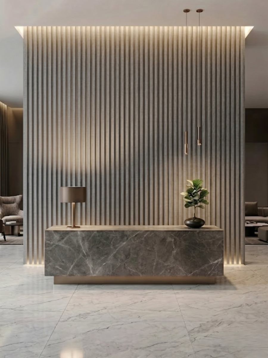 White linen WPC Fluted 3D Wall Panels |  42.9 sq. ft./Box