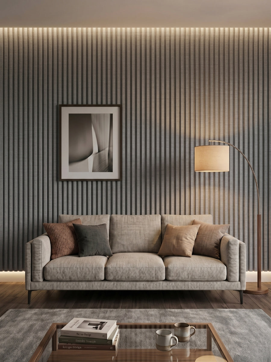 White linen WPC Fluted 3D Wall Panels |  42.9 sq. ft./Box