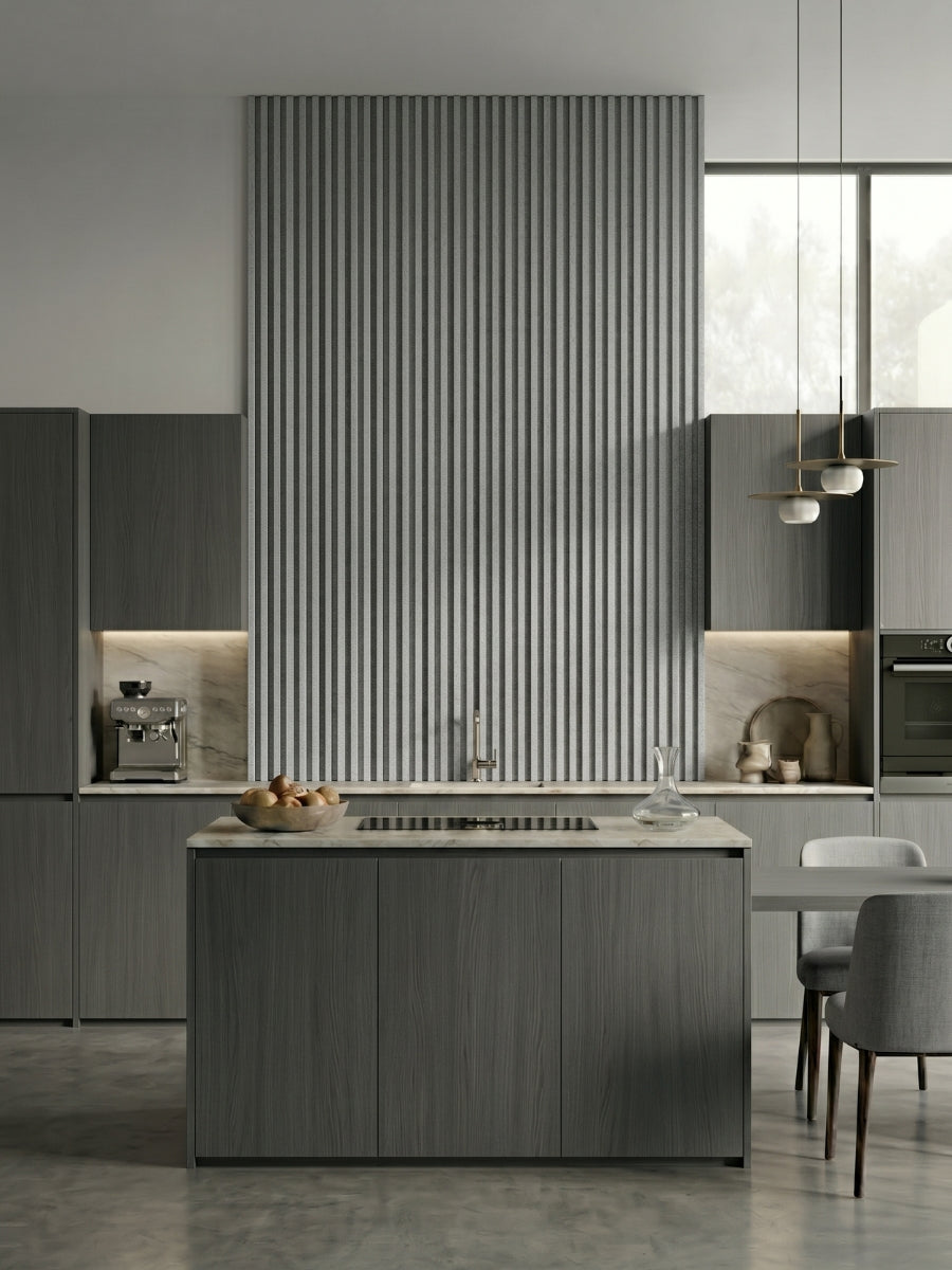 White linen WPC Fluted 3D Wall Panels |  42.9 sq. ft./Box