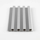 White linen Interior wall design using WPC fluted panel sample