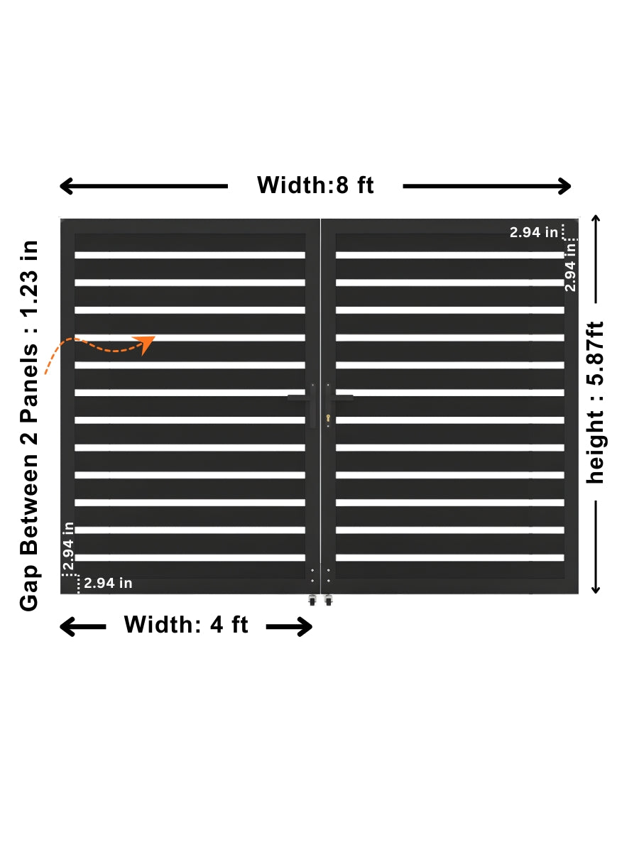 Aluminum Premium Fence Gate 8x6 – Modern, Heavy Duty, Semi Privacy