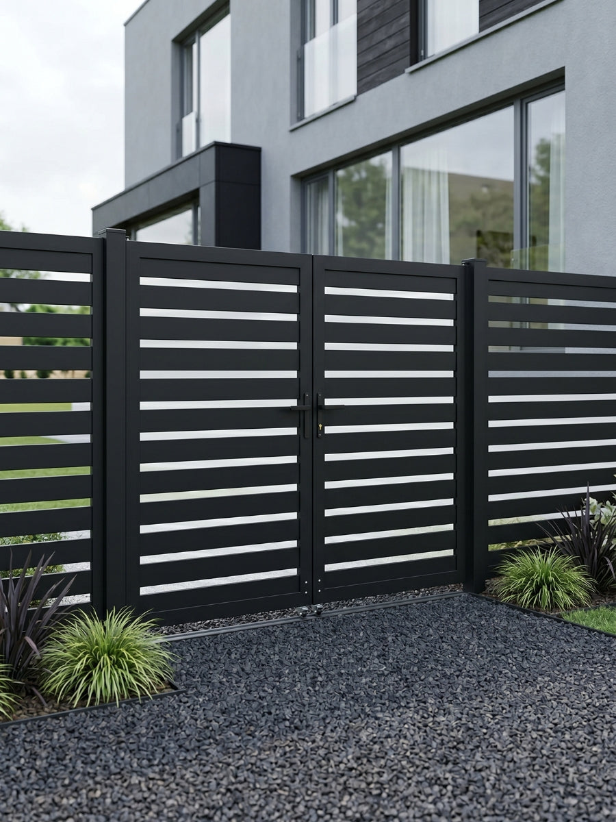 Aluminum Premium Fence Gate 8x6 – Modern, Heavy Duty, Semi Privacy