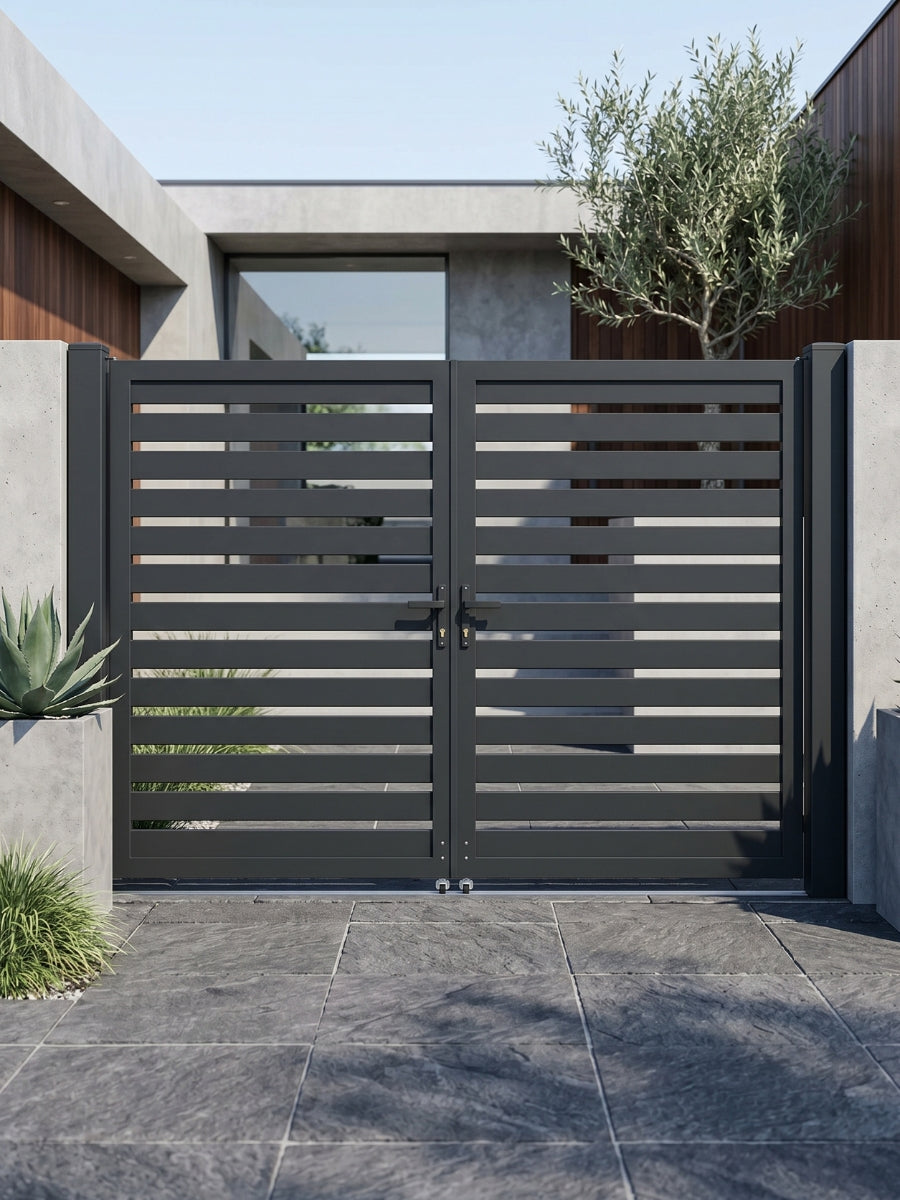 Aluminum Premium Fence Gate 8x6 – Modern, Heavy Duty, Semi Privacy