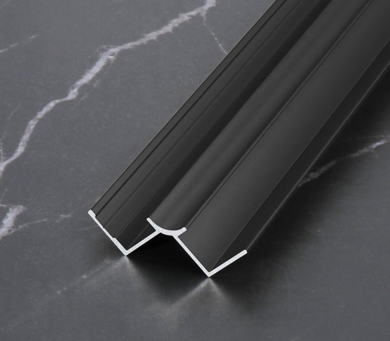 Black 3mm aluminum inside corner trim with rounded center channel and side flanges