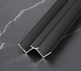 Black 3mm aluminum inside corner trim with rounded center channel and side flanges