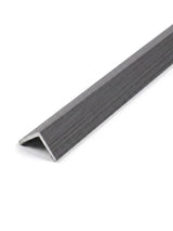 Slate gray woodgrain corner trim for acoustic and fluted wall panels