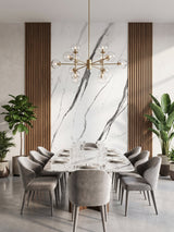 White Matte Marble waterproof PVC wall panel in dining room
