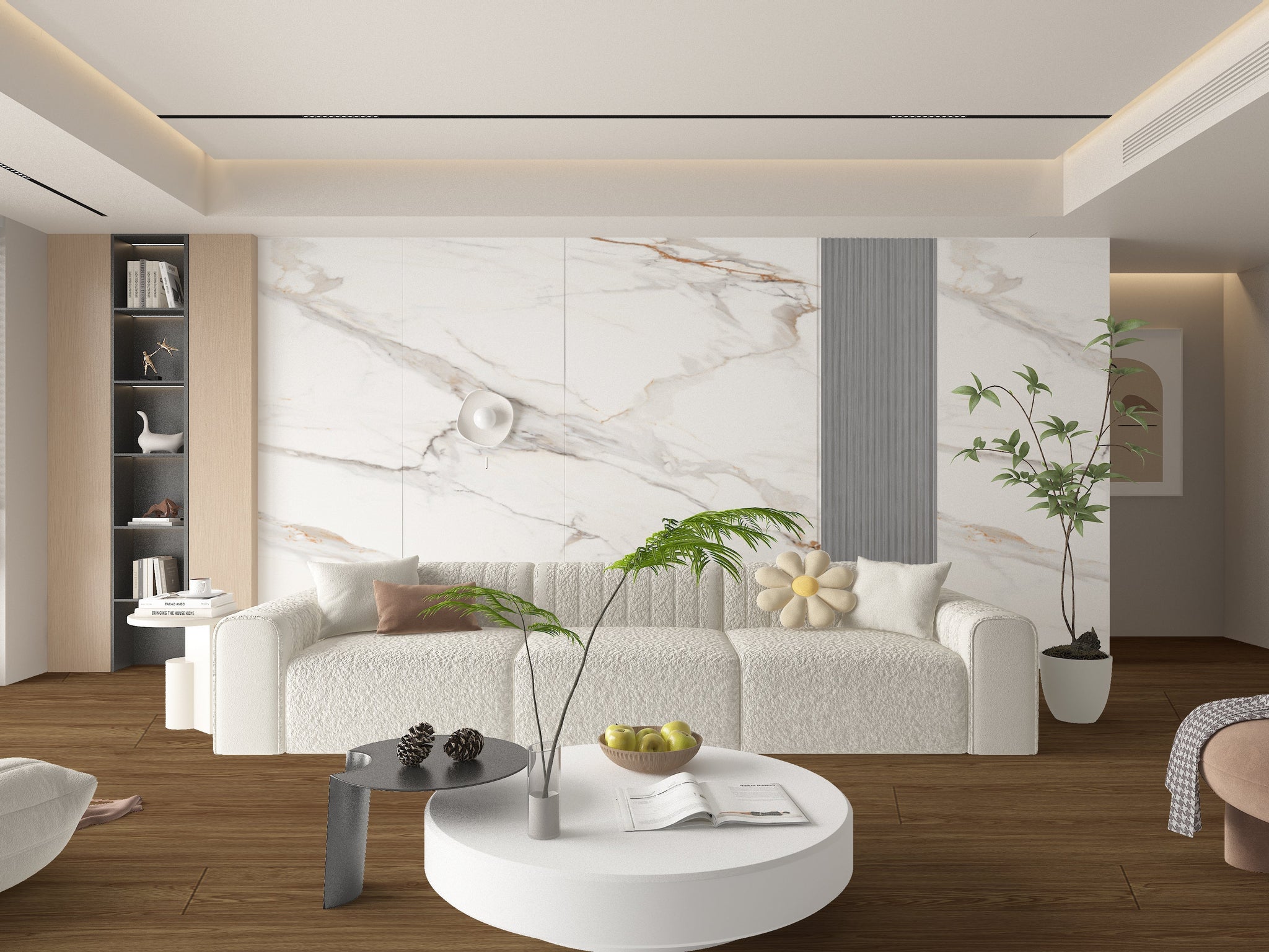 Amber Vein Luxury Marble Veneer Wall Panels - Seamless Connection | Book Match Design