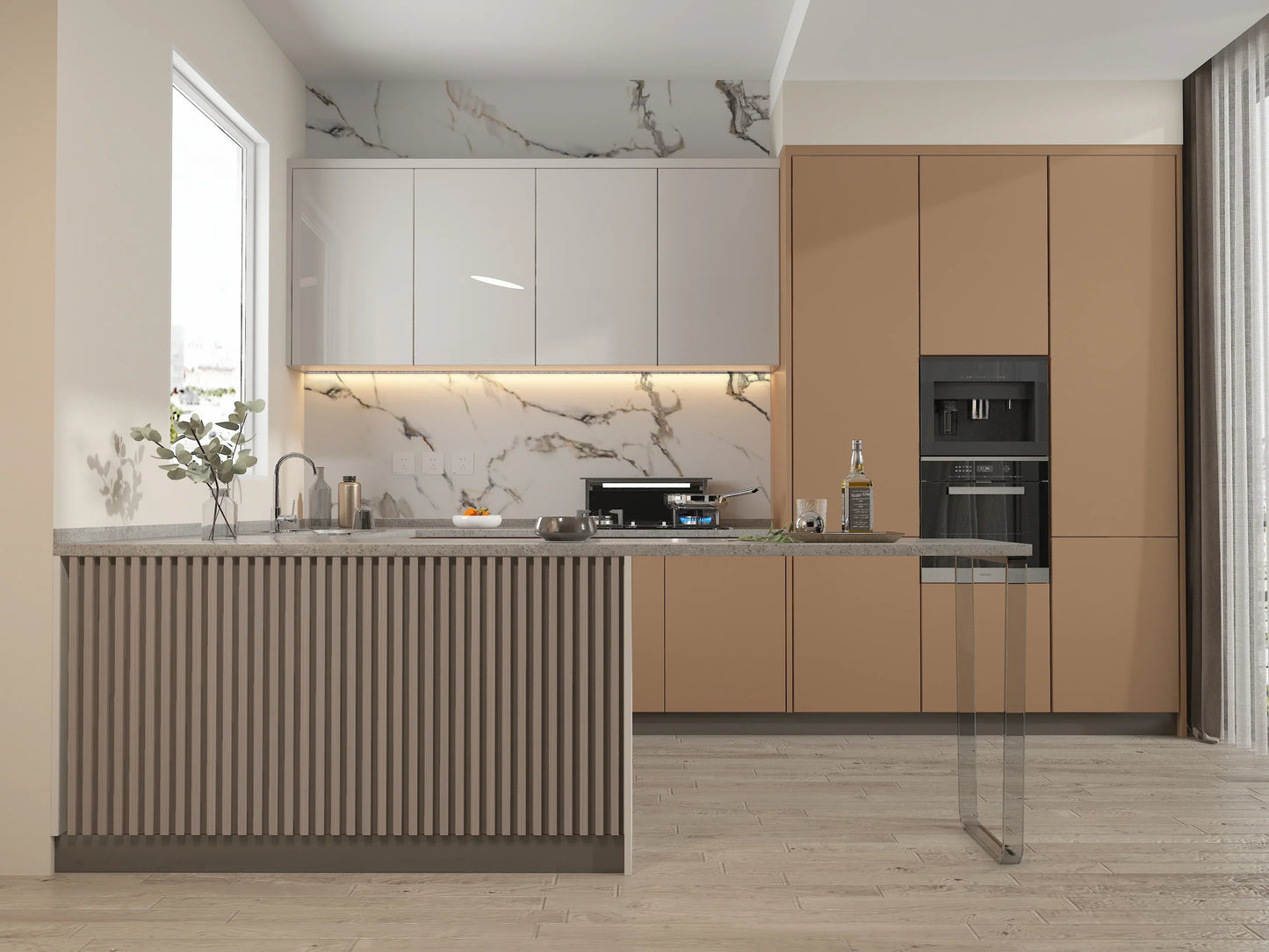 3D Beige Ibiza PVC Marble Sheets - Amazing Kitchen