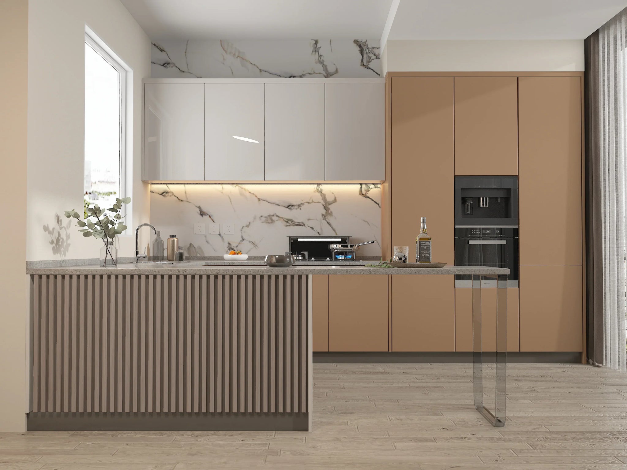 3D Beige Ibiza PVC Marble Sheets - Amazing Kitchen