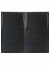 8ft x 6ft WPC double fence gate in black with horizontal panels, matching black frame and center handles