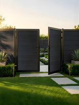 Modern black composite fence gate 10x6 ft waterproof and long lasting