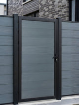 WPC light gray single gate panel for stylish and durable boundary fencing
