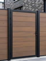 WPC single gate 4x6 ft walnut color privacy fence outdoor use
